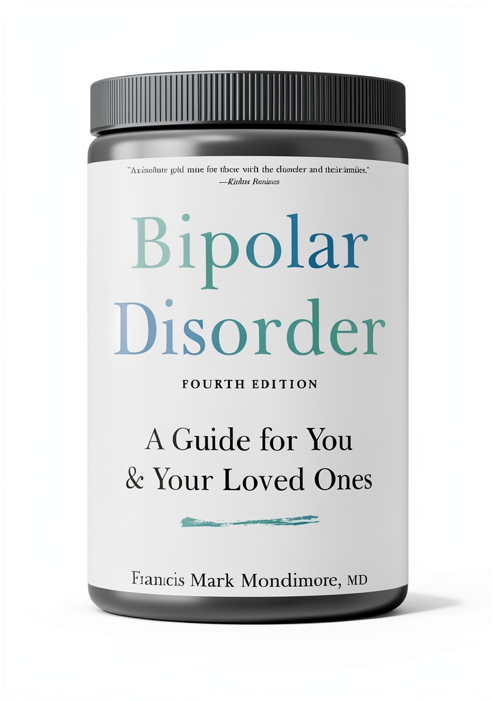 Reading Johns Hopkins bipolar disorder Kindle book on a bedside table