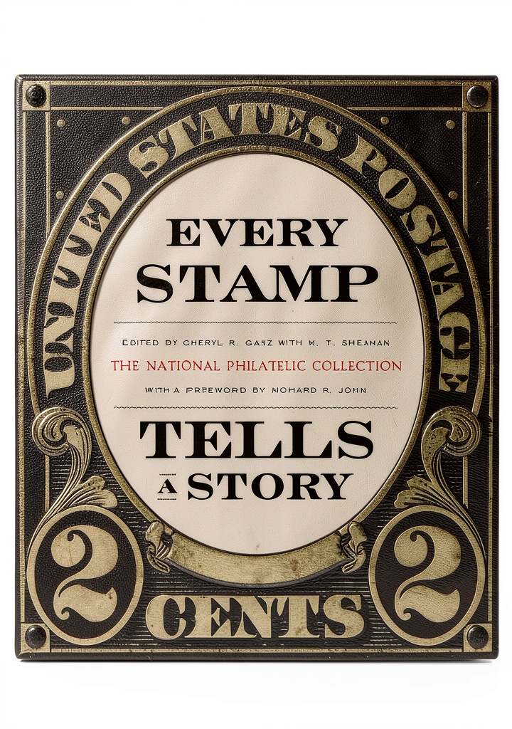 'Smithsonian stamps book cover showing antique stamp illustrations'