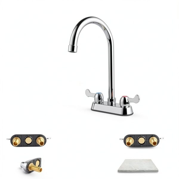 KWODE Bar Faucet Brass Polished 4inch Deck Mount-2