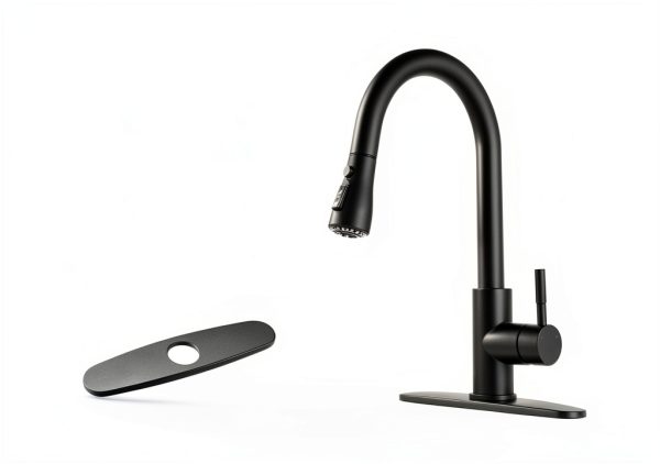 GuGk Black Kitchen Faucet Matte Pull‑Down-6