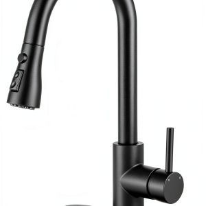 GuGk Black Kitchen Faucet Matte Pull‑Down-0