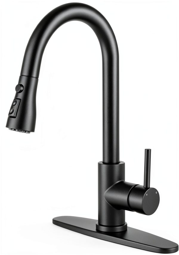GuGk Black Kitchen Faucet Matte Pull‑Down-0