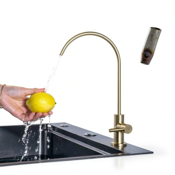 Joisinus Brushed Gold Kitchen Faucet Deck Mount with 360 Rotating-5