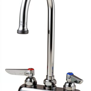 T&S Brass Bar Sink Faucet Deck Mount Chrome Gooseneck 2-Handle-0